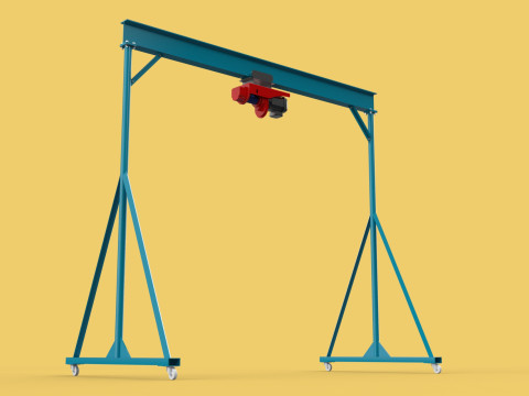 PORTABLE GANTRY CRANE MOBILE LIFTER GIRDER OVERHEAD BRIDGE HOIST Modelo 3D