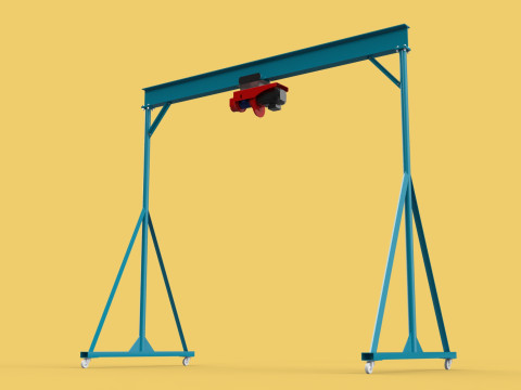 PORTABLE GANTRY CRANE MOBILE LIFTER GIRDER OVERHEAD BRIDGE HOIST Modelo 3D