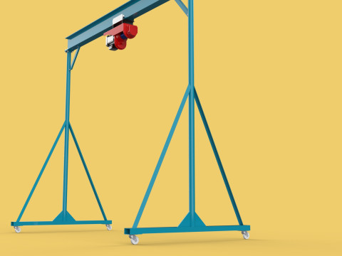 PORTABLE GANTRY CRANE MOBILE LIFTER GIRDER OVERHEAD BRIDGE HOIST Modelo 3D