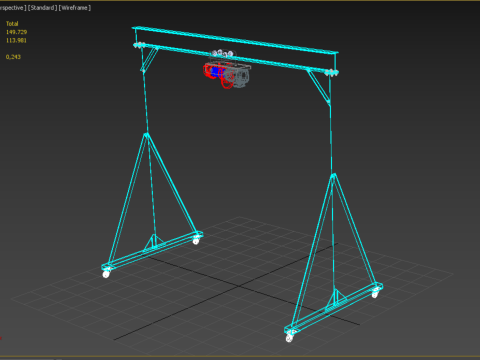 PORTABLE GANTRY CRANE MOBILE LIFTER GIRDER OVERHEAD BRIDGE HOIST Modelo 3D