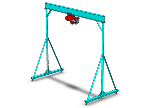 PORTABLE GANTRY CRANE MOBILE LIFTER GIRDER OVERHEAD BRIDGE HOIST Modelo 3D