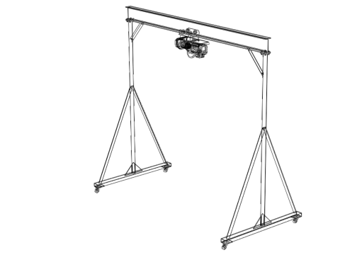PORTABLE GANTRY CRANE MOBILE LIFTER GIRDER OVERHEAD BRIDGE HOIST Modelo 3D