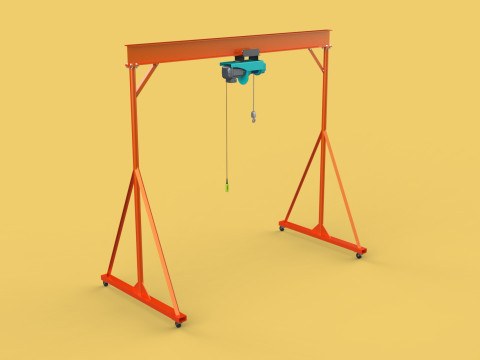 MOBILE GANTRY CRANE ELECTRIC ROPE HOIST PORTABLE GIRDER OVERHEAD 3D Model