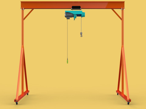 MOBILE GANTRY CRANE ELECTRIC ROPE HOIST PORTABLE GIRDER OVERHEAD 3D Model