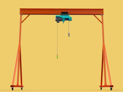 MOBILE GANTRY CRANE ELECTRIC ROPE HOIST PORTABLE GIRDER OVERHEAD 3D Model