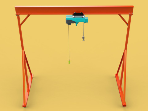MOBILE GANTRY CRANE ELECTRIC ROPE HOIST PORTABLE GIRDER OVERHEAD 3D Model