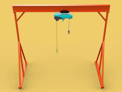 MOBILE GANTRY CRANE ELECTRIC ROPE HOIST PORTABLE GIRDER OVERHEAD 3D Model