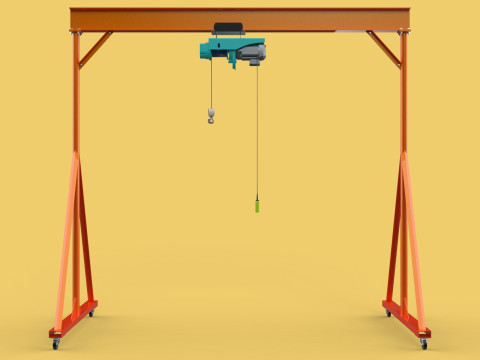 MOBILE GANTRY CRANE ELECTRIC ROPE HOIST PORTABLE GIRDER OVERHEAD 3D Model