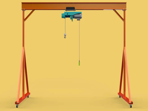 MOBILE GANTRY CRANE ELECTRIC ROPE HOIST PORTABLE GIRDER OVERHEAD 3D Model
