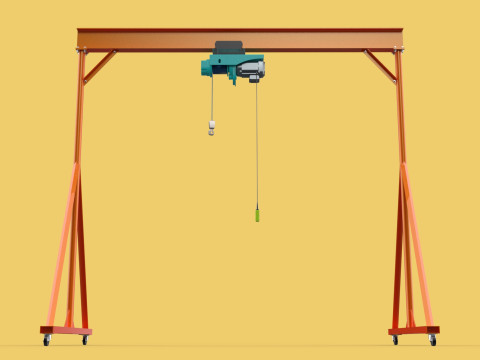 MOBILE GANTRY CRANE ELECTRIC ROPE HOIST PORTABLE GIRDER OVERHEAD 3D Model