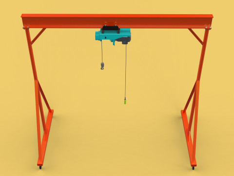 MOBILE GANTRY CRANE ELECTRIC ROPE HOIST PORTABLE GIRDER OVERHEAD 3D Model