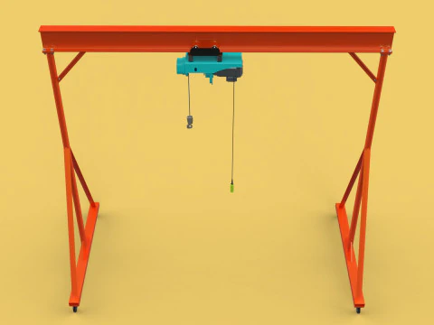 MOBILE GANTRY CRANE ELECTRIC ROPE HOIST PORTABLE GIRDER OVERHEAD 3D Model