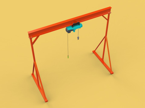MOBILE GANTRY CRANE ELECTRIC ROPE HOIST PORTABLE GIRDER OVERHEAD 3D Model