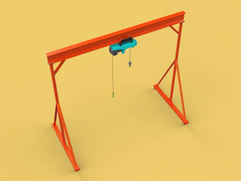MOBILE GANTRY CRANE ELECTRIC ROPE HOIST PORTABLE GIRDER OVERHEAD 3D Model
