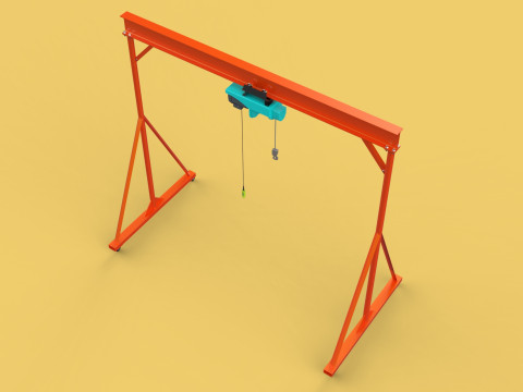 MOBILE GANTRY CRANE ELECTRIC ROPE HOIST PORTABLE GIRDER OVERHEAD 3D Model