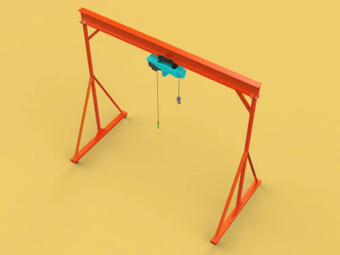 MOBILE GANTRY CRANE ELECTRIC ROPE HOIST PORTABLE GIRDER OVERHEAD 3D Model