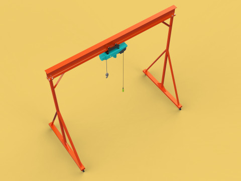 MOBILE GANTRY CRANE ELECTRIC ROPE HOIST PORTABLE GIRDER OVERHEAD 3D Model