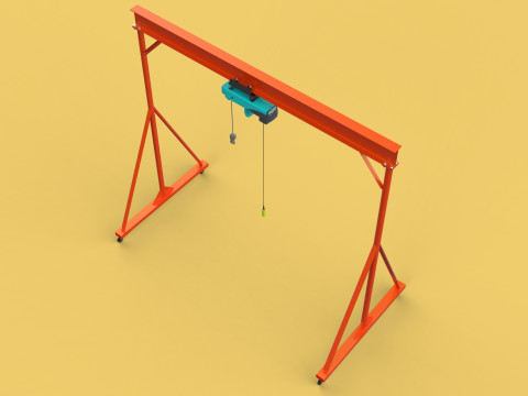 MOBILE GANTRY CRANE ELECTRIC ROPE HOIST PORTABLE GIRDER OVERHEAD 3D Model