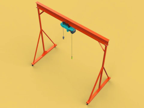 MOBILE GANTRY CRANE ELECTRIC ROPE HOIST PORTABLE GIRDER OVERHEAD 3D Model
