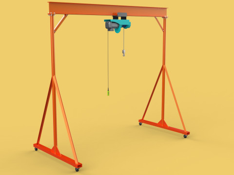 MOBILE GANTRY CRANE ELECTRIC ROPE HOIST PORTABLE GIRDER OVERHEAD 3D Model