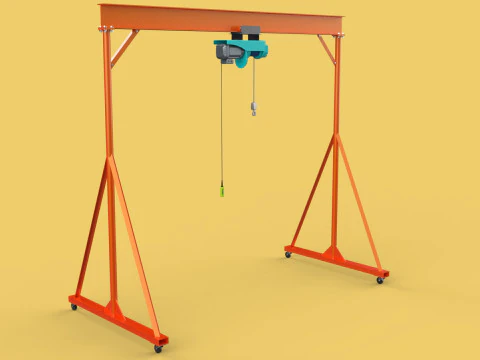 MOBILE GANTRY CRANE ELECTRIC ROPE HOIST PORTABLE GIRDER OVERHEAD 3D Model