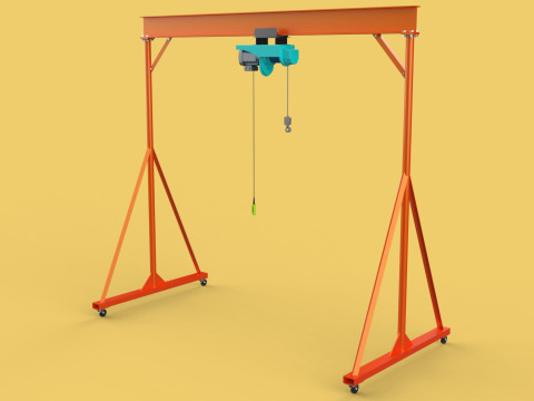 MOBILE GANTRY CRANE ELECTRIC ROPE HOIST PORTABLE GIRDER OVERHEAD 3D Model