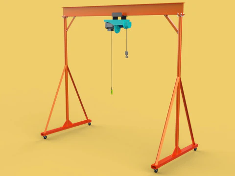 MOBILE GANTRY CRANE ELECTRIC ROPE HOIST PORTABLE GIRDER OVERHEAD 3D Model