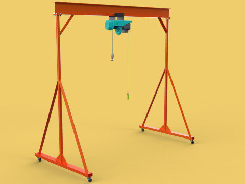 MOBILE GANTRY CRANE ELECTRIC ROPE HOIST PORTABLE GIRDER OVERHEAD 3D Model