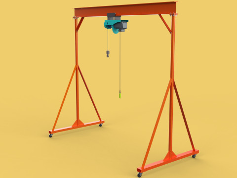 MOBILE GANTRY CRANE ELECTRIC ROPE HOIST PORTABLE GIRDER OVERHEAD 3D Model