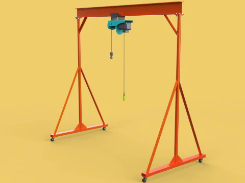 MOBILE GANTRY CRANE ELECTRIC ROPE HOIST PORTABLE GIRDER OVERHEAD 3D Model