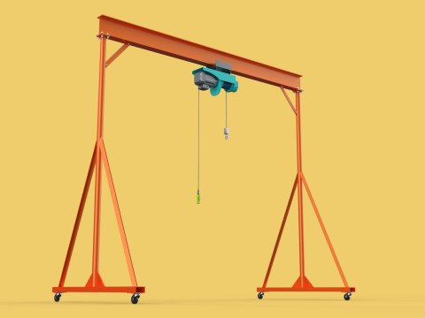 MOBILE GANTRY CRANE ELECTRIC ROPE HOIST PORTABLE GIRDER OVERHEAD 3D Model
