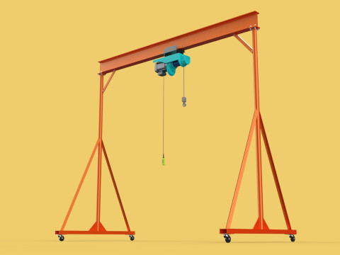 MOBILE GANTRY CRANE ELECTRIC ROPE HOIST PORTABLE GIRDER OVERHEAD 3D Model