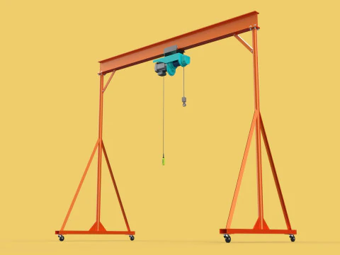MOBILE GANTRY CRANE ELECTRIC ROPE HOIST PORTABLE GIRDER OVERHEAD 3D Model