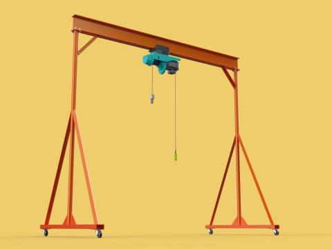 MOBILE GANTRY CRANE ELECTRIC ROPE HOIST PORTABLE GIRDER OVERHEAD 3D Model