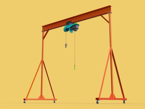 MOBILE GANTRY CRANE ELECTRIC ROPE HOIST PORTABLE GIRDER OVERHEAD 3D Model