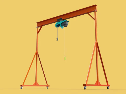 MOBILE GANTRY CRANE ELECTRIC ROPE HOIST PORTABLE GIRDER OVERHEAD 3D Model