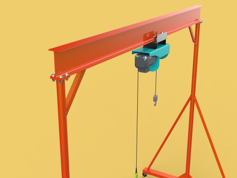 MOBILE GANTRY CRANE ELECTRIC ROPE HOIST PORTABLE GIRDER OVERHEAD 3D Model
