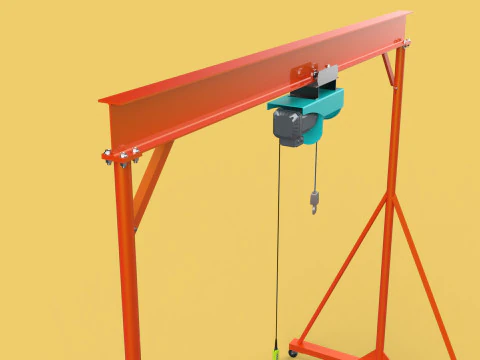MOBILE GANTRY CRANE ELECTRIC ROPE HOIST PORTABLE GIRDER OVERHEAD 3D Model