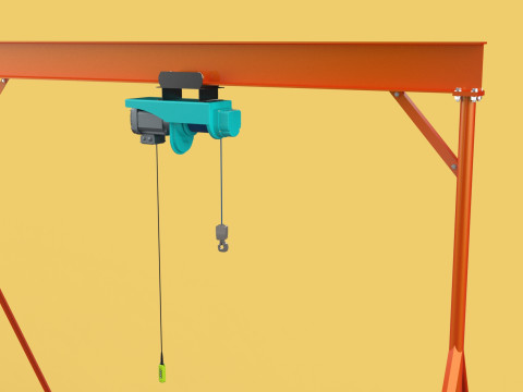 MOBILE GANTRY CRANE ELECTRIC ROPE HOIST PORTABLE GIRDER OVERHEAD 3D Model