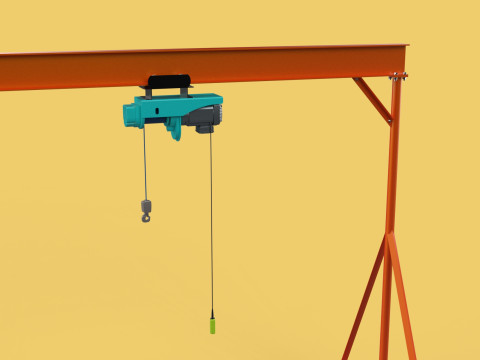 MOBILE GANTRY CRANE ELECTRIC ROPE HOIST PORTABLE GIRDER OVERHEAD 3D Model