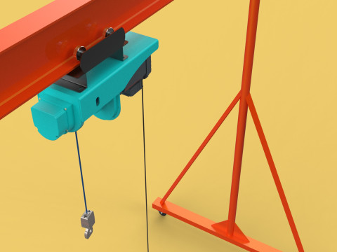 MOBILE GANTRY CRANE ELECTRIC ROPE HOIST PORTABLE GIRDER OVERHEAD 3D Model