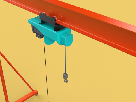 MOBILE GANTRY CRANE ELECTRIC ROPE HOIST PORTABLE GIRDER OVERHEAD 3D Model