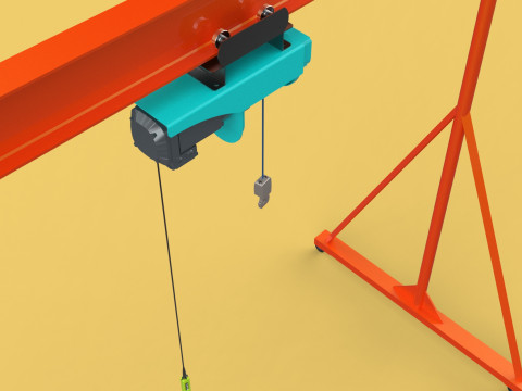 MOBILE GANTRY CRANE ELECTRIC ROPE HOIST PORTABLE GIRDER OVERHEAD 3D Model
