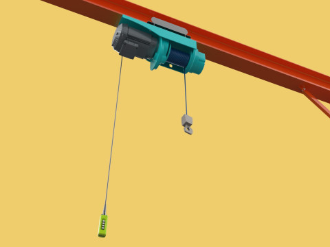 MOBILE GANTRY CRANE ELECTRIC ROPE HOIST PORTABLE GIRDER OVERHEAD 3D Model