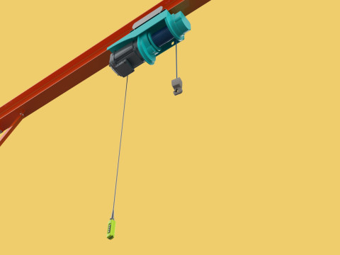 MOBILE GANTRY CRANE ELECTRIC ROPE HOIST PORTABLE GIRDER OVERHEAD 3D Model