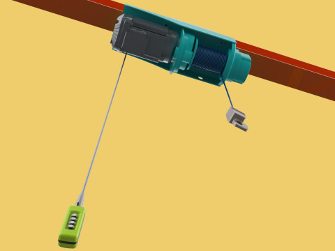 MOBILE GANTRY CRANE ELECTRIC ROPE HOIST PORTABLE GIRDER OVERHEAD 3D Model