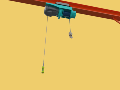 MOBILE GANTRY CRANE ELECTRIC ROPE HOIST PORTABLE GIRDER OVERHEAD 3D Model