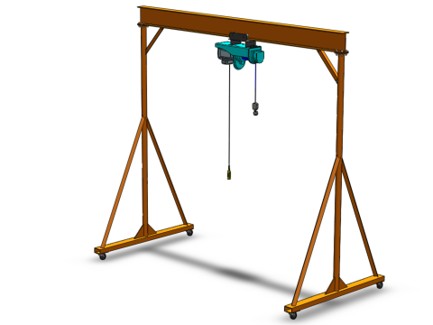 MOBILE GANTRY CRANE ELECTRIC ROPE HOIST PORTABLE GIRDER OVERHEAD 3D Model