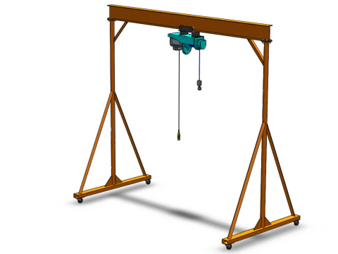MOBILE GANTRY CRANE ELECTRIC ROPE HOIST PORTABLE GIRDER OVERHEAD 3D Model