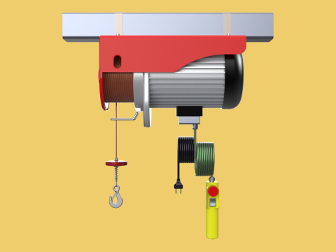 WINCH STANDARD ELECTRIC REMOTE MINI HOIST CRANE GANTRY ROPE HOOK 3D Model